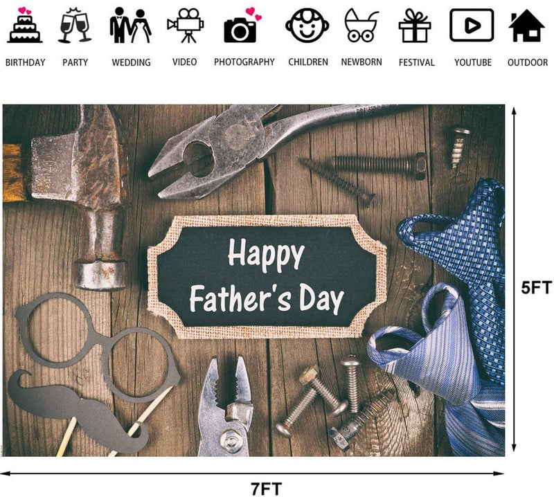 LTLYH 7x5ft Happy Father's Day Photography Backdrop Fathers Day Party Decoration Backdrop Best DAD Party Decor Father's Day Banner Backdrops for Photography 101 - Image 3